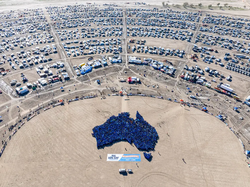 The crowd wearing blue for Big Blue Day